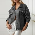 thumbnail image 6 of Towmus Casual Denim Jacket for Women Oversized Button Down Collared Long Sleeve Shirts Lightweight 2025 Fall Jackets, 6 of 9