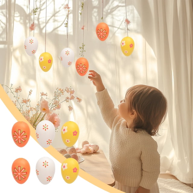 Decoraciones de Pascua, regalos de Pascua, adornos de Pascua, 6 piezas de huevos de Pascua colgantes, decoración creativa, huevos rotos, huevos de Pascua, decoraciones de Pascua, arreglo de escena, co
