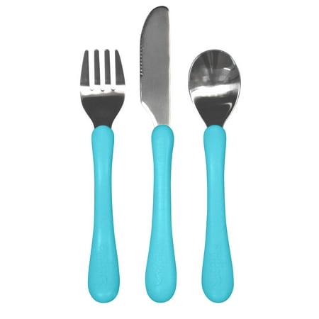 green sprouts Learning Cutlery Set-Aqua-12mo+