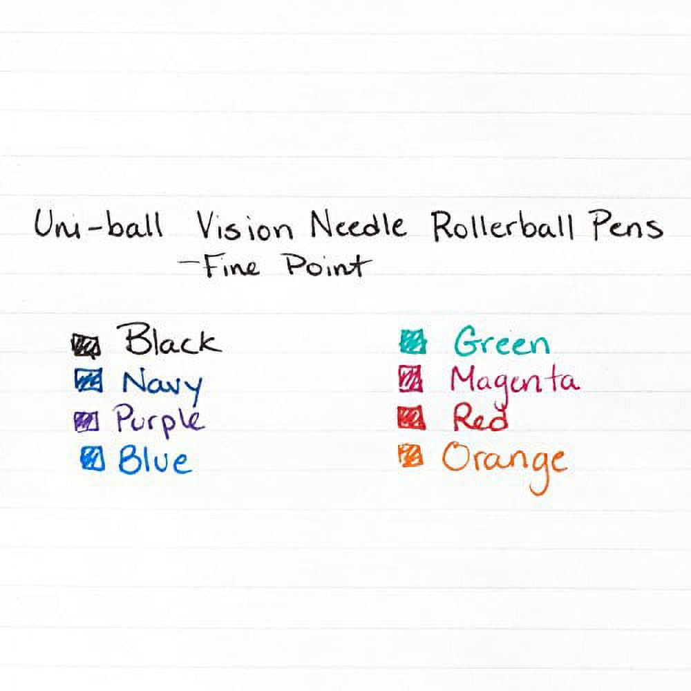 uni-ball Vision Needle Rollerball Pens, Fine Point (0.7mm), Black, 12 Count