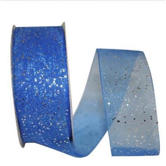 Royal Sheer Glitter Ribbon - 1 1/2" x 25 Yds - 100% Nylon (2 Pack - 50Yds Total)