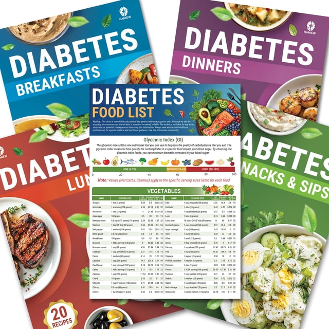 Lista de alimentos para diabéticos y set de más de 80 recetas planificadoras de comidas