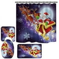 thumbnail image 4 of 4pcs Merry Christmas Shower Curtain Set,Red Farmhouse Christmas Shower Curtain,Non-Slip Bathroom Rugs,Toilet Cover,Bath Mat Winter Holiday Home Decor, 4 of 8