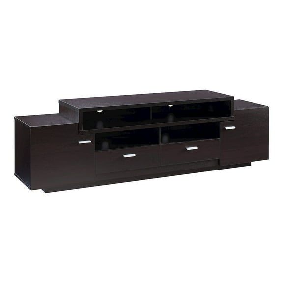 Furniture of America Braswell Wood Multi-Storage 72-Inch TV Stand in Cappuccino