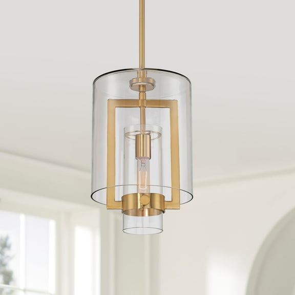 Possini Euro Design Camden Warm Brass Gold Mini Pendant 10" Wide Modern Clear Glass Fixture for Dining Room House Kitchen Island