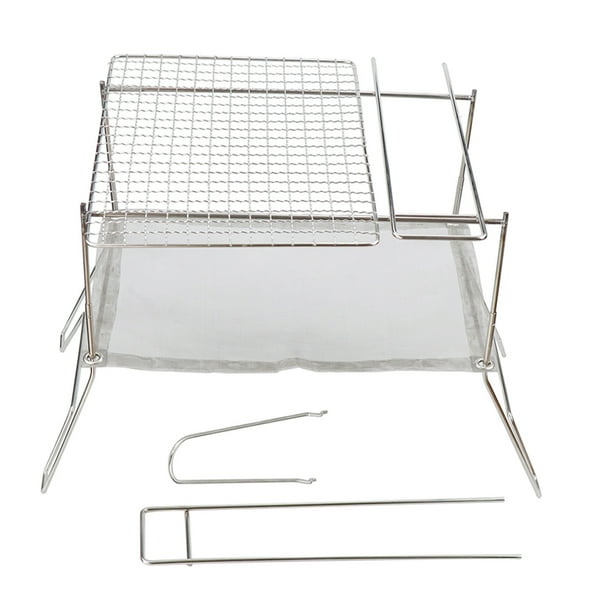 Parrilla Plegable para Barbacoa Acero Inoxidable para Acampar Al Aire Libre (con Red para Hornear)