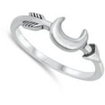 thumbnail image 4 of Sideways Crescent Moon Arrow Ring .925 Sterling Silver Band Jewelry Female Male Unisex Size 6, 4 of 4