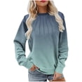 thumbnail image 2 of CQONEPT Women's Sweatshirt Crewneck Color Block Pleated Long Sleeve Tops Loose Casual Tunic Tops Army Green XL, 2 of 5