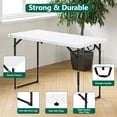 thumbnail image 4 of 4ft Folding Table, Fold-in-Half Plastic Table, Heavy-Duty Portable Utility Table with Adjustable Height Steel Legs & Carry Handle for Party, Camping, Picnic, Indoor Outdoor Use (White), 4 of 8