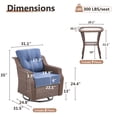 thumbnail image 4 of POCASSY 3 Pieces Patio Furniture Set with 6-Inch Thick Cushions Outdoor Swivel Patio Chairs Set of 2, Outdoor Brown Wicker Swivel Glider Rocking Chairs with Side Table for Porch Deck - Blue, 4 of 11