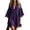 Dark Purple, variant on Women Boho Lace V‑Neck 3/4 Bell Sleeve Short Mini Dress, Loose Crochet Lace Trim Beach Cover‑Up Dress for Summer Vacation,White,M