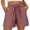 B-Pink, variant on Wyobmus Linen Shorts for Women Ruffled High Waisted Shorts Casual Drawstring Wide Leg Summer Beach Shorts With Pockets A-Beige