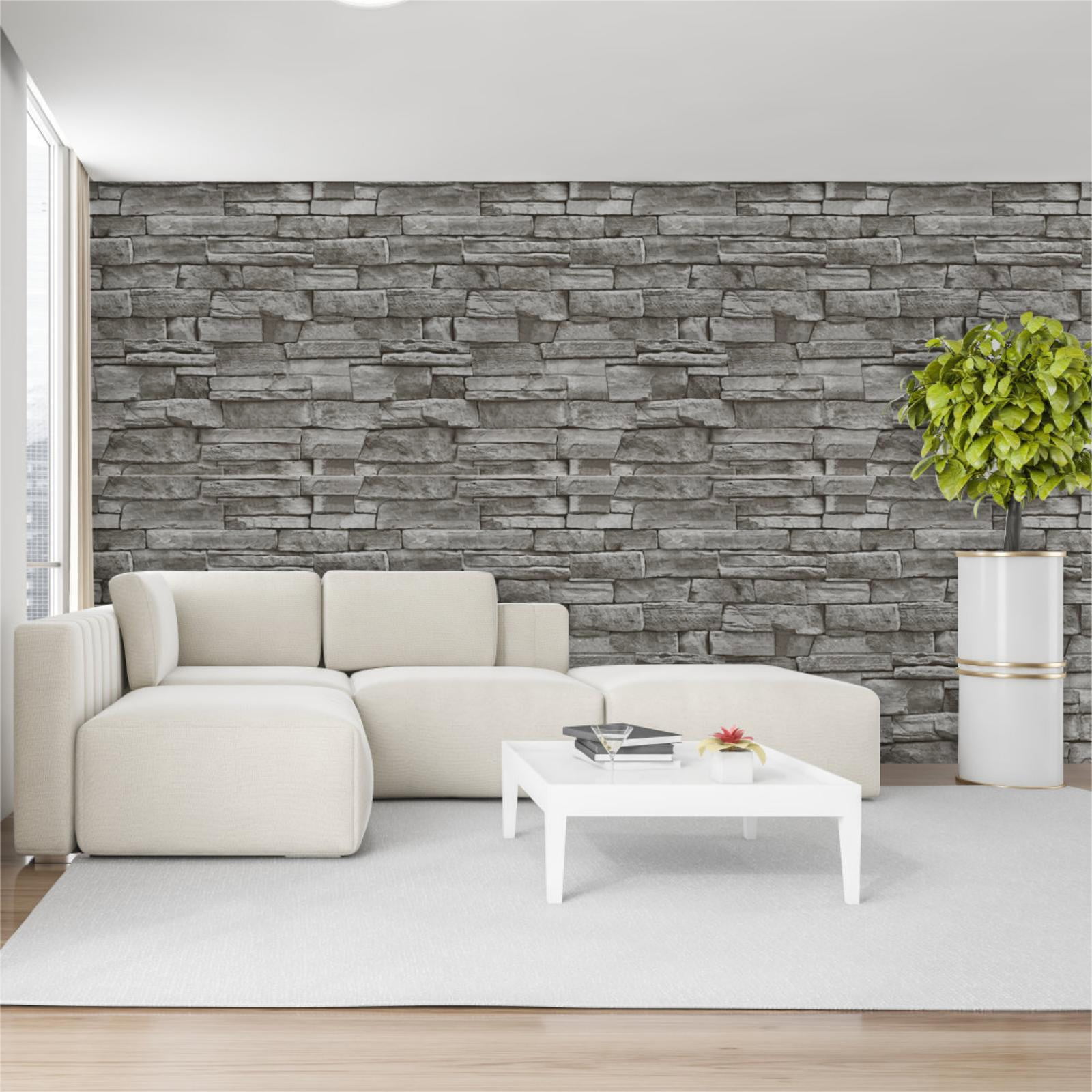 UMIGGEE 17.7" x 1003.9" Stone Brick Wallpaper 3D Grey Brick Wallpaper Peel and Stick Wallpaper Removable Wall Contact Paper Self-Adhesive Wallpaper Vintage Brick Wall Paper for Home Decor Christmas