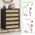 thumbnail image 6 of 5 Drawer Dresser for Bedroom, Rattan Chest of Dressers, Modern Dresser Chest with Metal Legs and Handles, Beside Table for Closet, Living Room and Entryway, 6 of 7