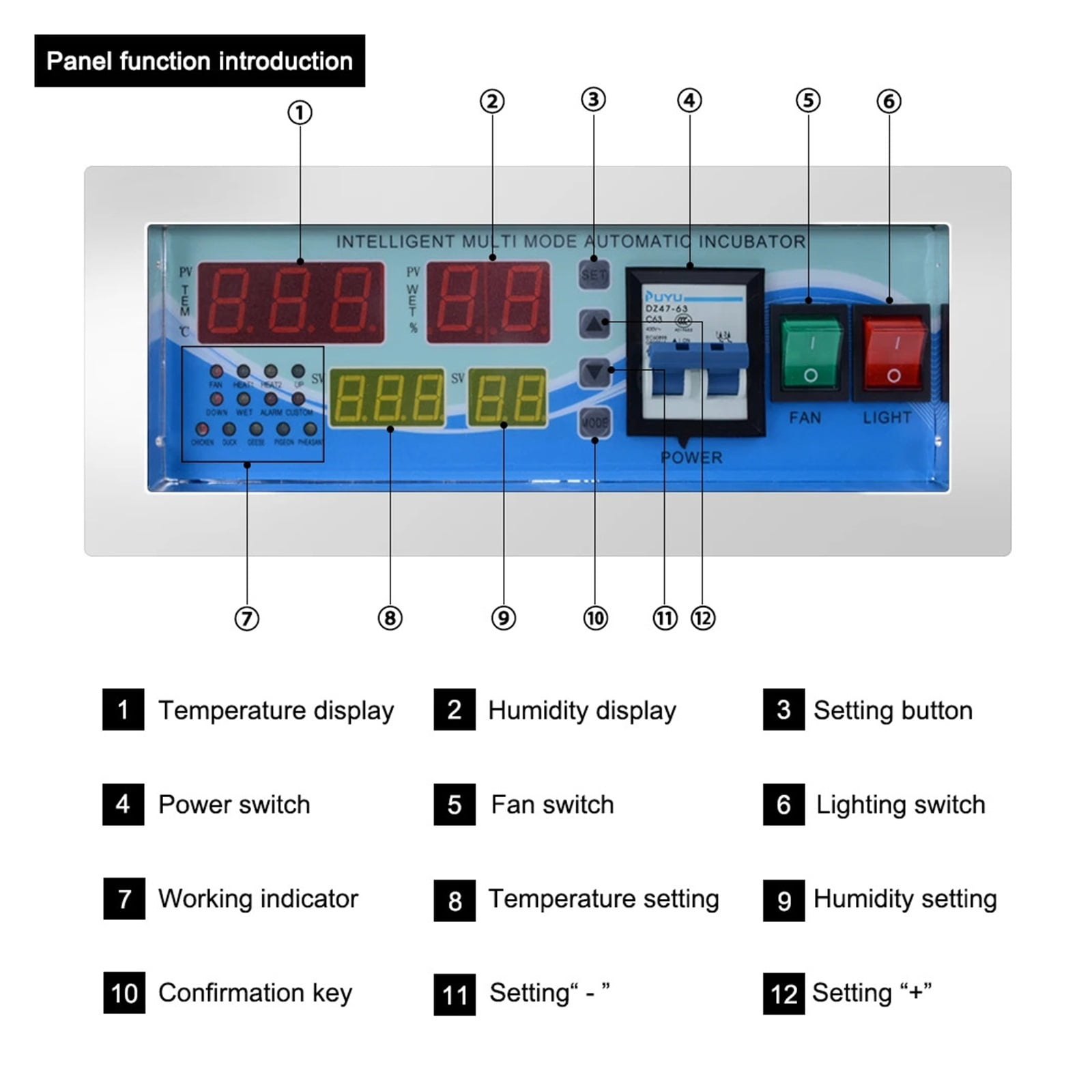 XM-18E Intelligent Incubator Temperature Controller Moisture Meter Digital Egg Incubator Thermostat AC 160V-240V 50HZ