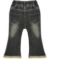 thumbnail image 3 of Peacolate 2-8Years Little Girls Spring Autumn Winter Black Embroidered Jeans Pants for Kid,Fleece-lined,3-4Years, 3 of 3