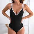 thumbnail image 5 of BSDJILFG Petite Womens One-Piece Swim Suit Cutout Cross Back V-Neck Adjustable Straps Double Support Slimming Bathing Suit, 5 of 6