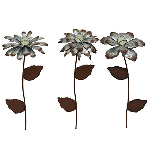 CEDAR HOME Piquet de Jardin Floral Galvanisé, Plante Sombre Lumineuse, Bâton en Métal Étanche, Décoration pour Pelouse, Cour, Patio, 4"L x 1.5"P
