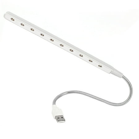 - Home Desktop Portable Flexible Goose Neck USB 10 LEDS Light for Notebook Laptop White