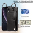 thumbnail image 6 of SaniMore Case for iPhone XR, PU Leather Durable [Back Card Slots] Wristlet Kickstand Buckle Protective Bumper Cover Shockproof Anti-fall/Anti-scratch for Ladies, Black, 6 of 10