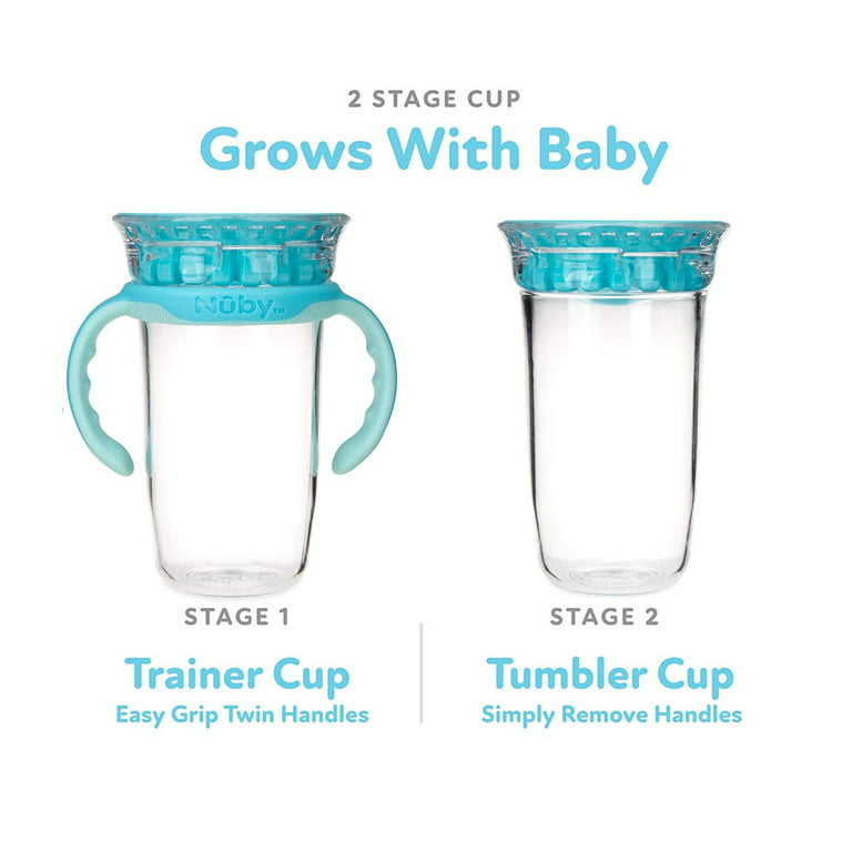 Twin handle 360° wonder cup made with Tritan™ - Grey - 240ml - 6m+ - detail  - Nuby™