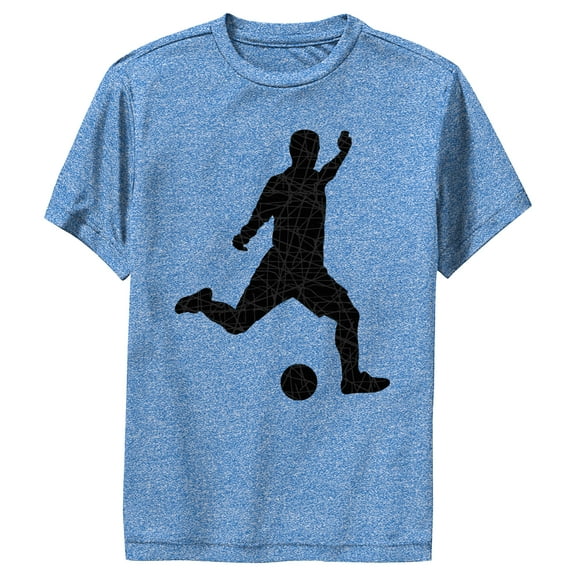 Boy's Lost Gods Soccer Player Silhouette Performance Graphic Tee Royal Blue Heather Small