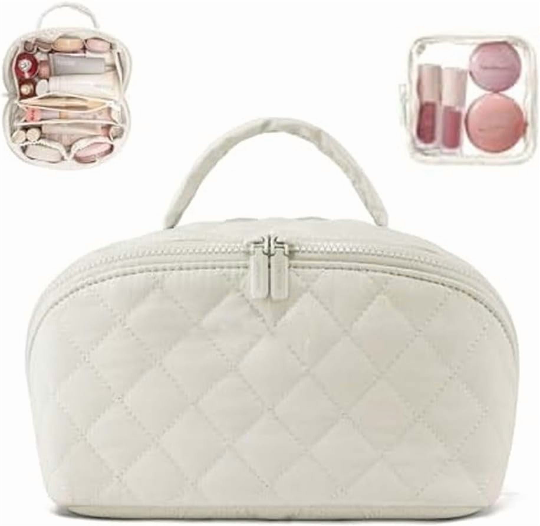 2026 New Travel Makeup Bag for Woman,180° Lay-Flat Design, Large Capacity Makeup Organizer Pouch Open Flat Toiletry Bag with Compartments,Ideal for Travel & Daily Use