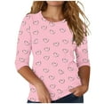 thumbnail image 3 of Aofany Womens Plus Size Tops 3/4 Sleeve Fall Women's Casual Print Tunic Top Crewneck Loose Comfy T-Shirts, 3 of 6