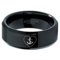thumbnail image 2 of Tungsten Anchor Sailor Heart Love Band Ring 8mm Men Women Comfort Fit Black Beveled Edge Polished, 2 of 4