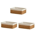 thumbnail image 4 of Cesta de mimbre de 3 piezas con forro, multifuncional, decorativa, rectangular, tejida para la entrada de la , dormitorio, sala de estar,, 4 of 9