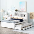 thumbnail image 2 of White full size platform bed with drawers trundle and USB ports for bedroom storage and charging, 2 of 2