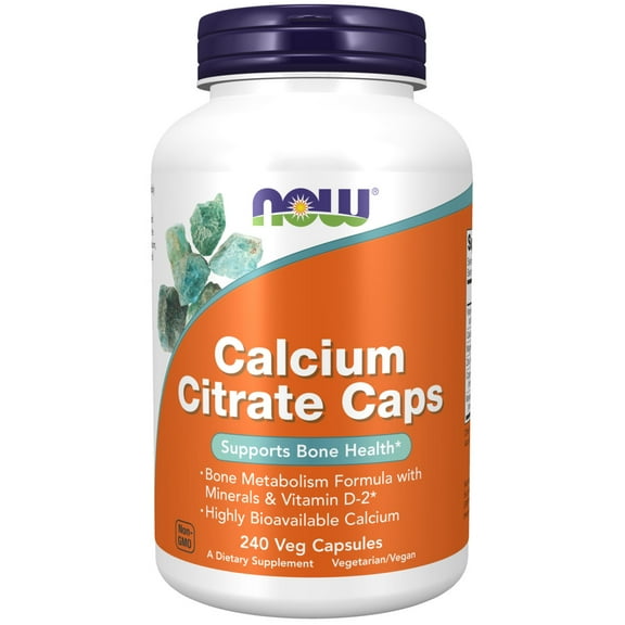 NOW Supplements, Calcium Citrate with Vitamin D, Magnesium, Zinc, Copper, and Manganese, 240 Veg Capsules