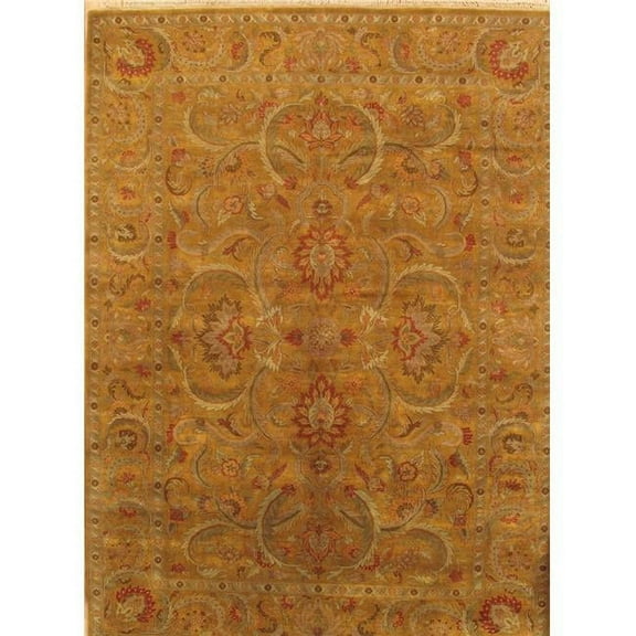 Pasargad Home Mogul Art Hand-Knotted Lamb's Wool Area Rug 10' 0" X 13'11" Gold