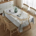 thumbnail image 2 of White Marble Gold Line Pattern Rectangle Tablecloth 60"x84",Waterproof Polyester Rectangle Table Cloth, Wipeable Spillproof Polyester Tablecloth for Dining, Camping, Indoor and Outdoor, 2 of 5