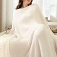 thumbnail image 2 of Snuggle Sac Ultra Soft Blanket Twin Size, Ultra Soft Microfiber Knitted Blanket Cozy Warm Blankets, Heather Ivory, 60x80 inches, 2 of 6