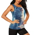 thumbnail image 2 of Gukieu Clear Sky Blue Cat Print Women's Quick-drying Fitness Vest, Round Neck Sleeveless Fitness T-shirt, Suitable for Yoga, Sports-Small, 2 of 7