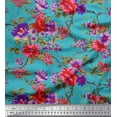 thumbnail image 1 of Soimoi Moss Georgette Fabric Leaves & Floral Decor Fabric Printed Yard 42 Inch Wide, 1 of 3
