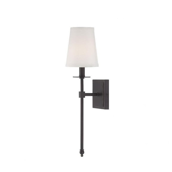 1 Light Bohemian Metal Wall Sconce with White Fabric-20 inches H By 5 inches W-Classic Bronze Finish Bailey Street Home 159-Bel-1759690