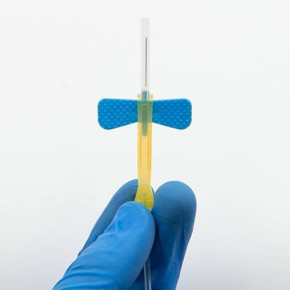 23G Butterfly Sample Tubes with Stand, 23g x 3/4" x 12", 100 Count, Blue