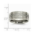 thumbnail image 4 of Primal Steel Titanium Brushed Center 9mm Scroll Design Band, 4 of 8