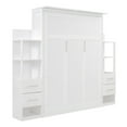 thumbnail image 4 of Murphy Bed Queen with LED Lights, Wall Bed with Shelves and Drawers, Wood Bed Frame with Storage, 750LBS Weight Capacity, White, 4 of 9