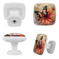 thumbnail image 2 of HemaKayy 4 Pack 1.18" Decorative Cabinet Knobs - Durable ABS Glass Handles for Cabinets, Drawers, and More - Enhance Your Home Kitchen Furniture Decor - Blue Butterfly on Orange Chrysanthemum, 2 of 6