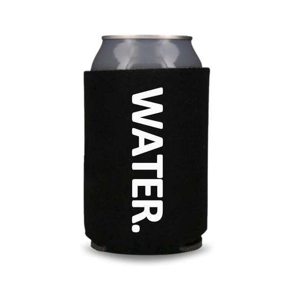 Funny Beer Can Cooler, Water., Funny Coolies Drink Accessory, Beer Sleeves, Party Gift Favors (Black)