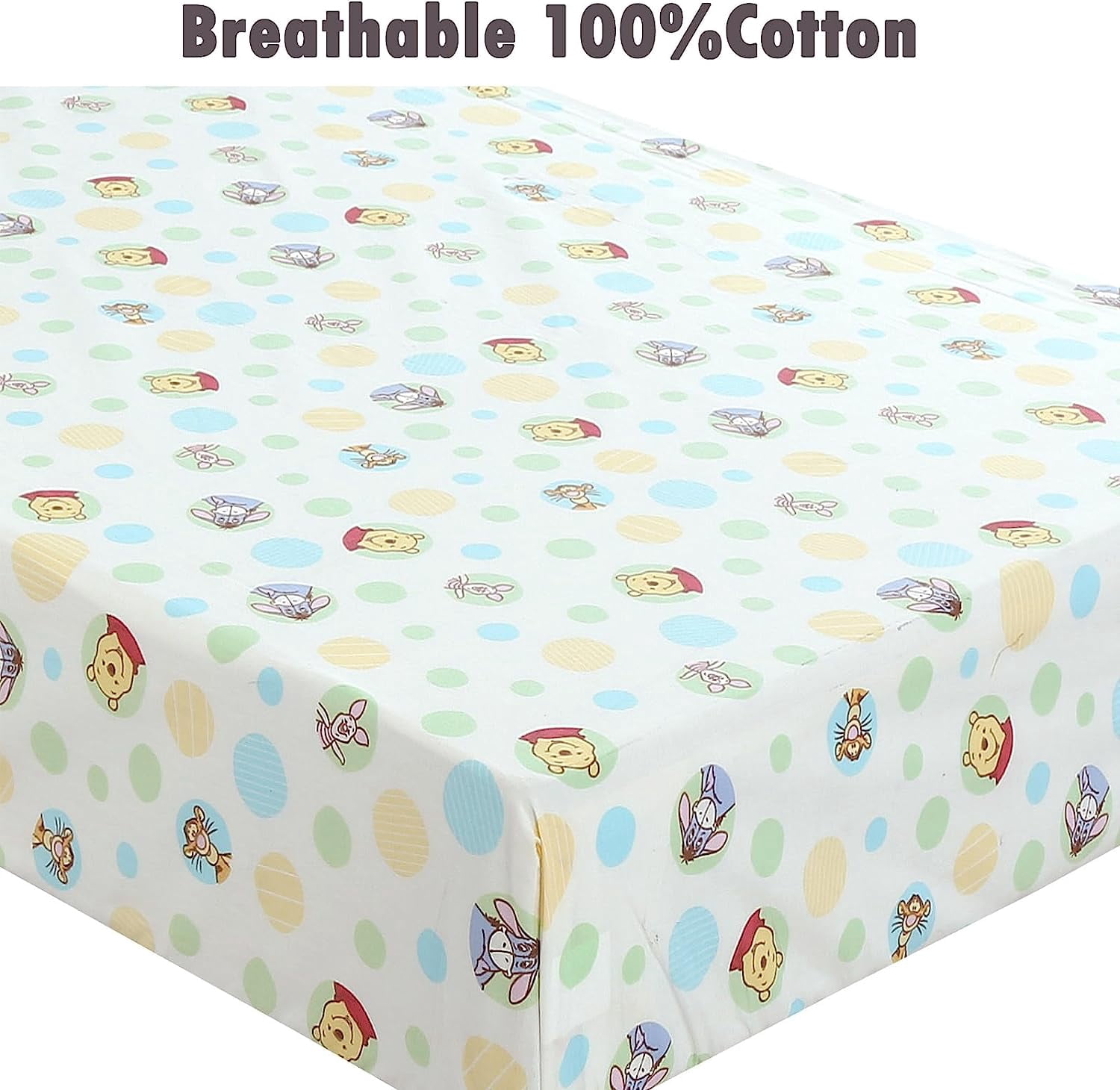 Danica 100% Cotton Fitted Baby Crib Sheet 3 Pack for baby Boys Girls |Standard Crib And Toddler Mattress Sheets | 28x52 Inch (3PK, Pooh & Animals)