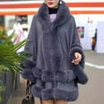 thumbnail image 5 of Charmgo Faux Fur Shawl, Women Hooded Poncho Cape Faux Shawl Wrap With Trim Sleeveless Cardigan Cloak Fashion Tops Coat Fur Shawl Wraps for Women Grey One Size, 5 of 5