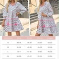 thumbnail image 5 of Floral Print Loose Long Sleeved Women V-neck Ruffle Tassel Mini Dress, 5 of 7