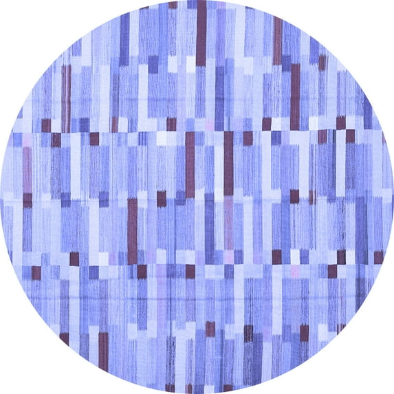 Ahgly Company Machine Washable Indoor Round Abstract Blue Contemporary Area Rugs, 8' Round