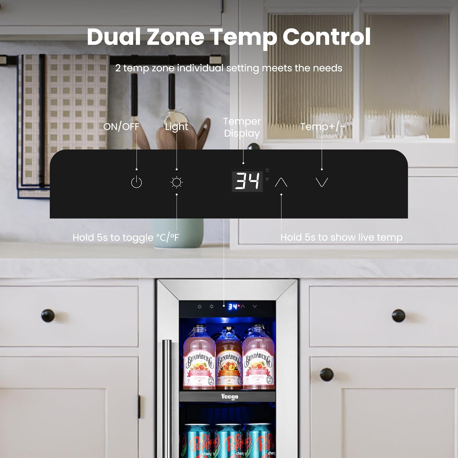 Yeego 60 Can Beverage Refrigerator, 12 Inch Beverage Cooler with Glass Door, Mini-Fridge for Home,Office