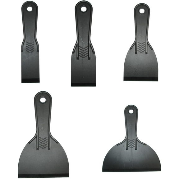 Plastic Putty Knife Set - 5 Pcs Flexible Paint Scrapers - Patching, Spackling, Wallpaper