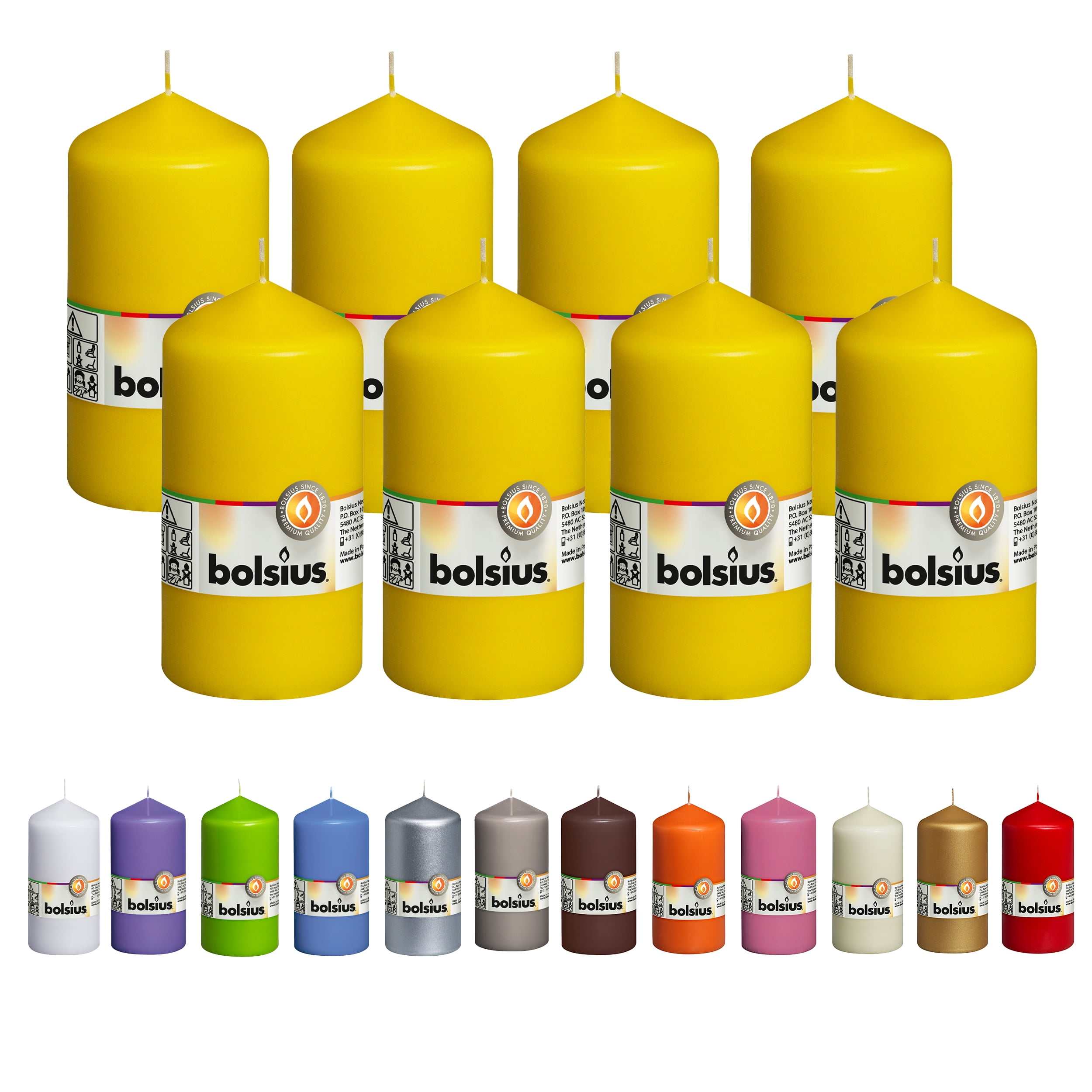 Bolsius 8 Yellow Pillar Candles 2.75" X 5" Gift CandlesChristmas decorations candles